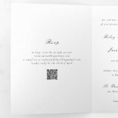 Invitation Trois Volets Code QR noir et blanc propre Mariage élégant (Intérieur en premier)