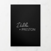 Invitation Trois Volets Code QR noir minimum Mariage moderne (Page de couverture)