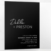 Invitation Trois Volets Code QR noir minimum Mariage moderne (Intérieur en premier)