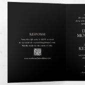 Invitation Trois Volets Code QR noir moderne Élégant Mariage (Intérieur en premier)