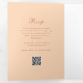 Invitation Trois Volets Code QR Peach Classic Mariage élégant (Intérieur en premier)