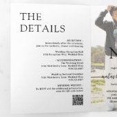 Invitation Trois Volets Code QR photo monogramme gras mariage moderne (Intérieur en premier)