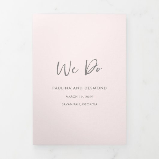 Invitation Trois Volets Code QR rose moderne Mariage simple (Page de couverture)