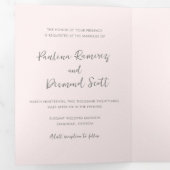 Invitation Trois Volets Code QR rose moderne Mariage simple (Intérieur en premier)