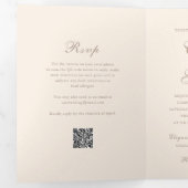 Invitation Trois Volets Code QR Sandy Neutre Classique Élégant Mariage (Intérieur en premier)