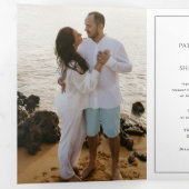 Invitation Trois Volets Code QR simple noir et blanc Mariage élégant (Intérieur en premier)