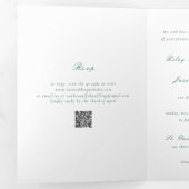 Invitation Trois Volets Code QR Vert Émeraude Propre Mariage Élégant (Intérieur en premier)