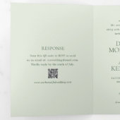 Invitation Trois Volets Code QR Vert Sauge Élégant Mariage Moderne (Intérieur en premier)