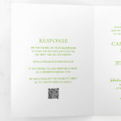 Invitation Trois Volets Code QR vert vibrant propre Mariage élégant (Intérieur en premier)