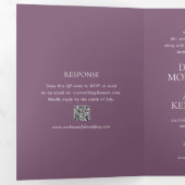 Invitation Trois Volets Code QR Violet Moderne Élégant de Mariage (Intérieur en premier)