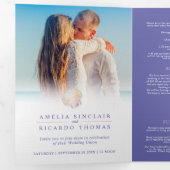 Invitation Trois Volets Coeur art aquarelle plage mariage (Intérieur en premier)