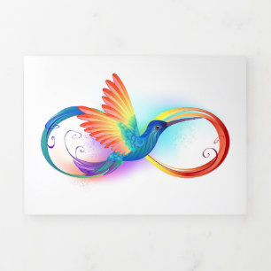 Invitation Trois Volets Colibri arc-en-ciel avec symbole Infinity