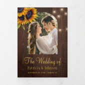 Invitation Trois Volets Collage photo floral rustique QR RSVP mariage (Page de couverture)