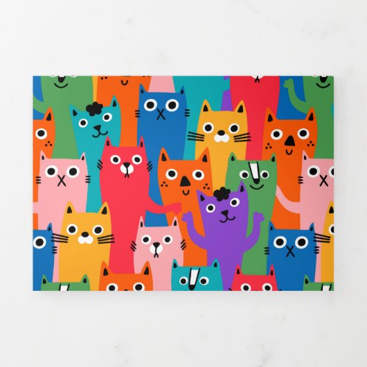 Invitation Trois Volets Colorful cats (Page de couverture)