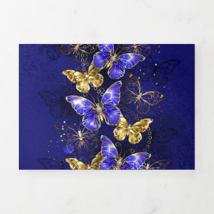 Invitation Trois Volets Composition avec papillons Sapphire