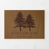 Invitation Trois Volets Conifères boisés, mariage rustique à grains de boi (Page de couverture)