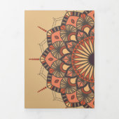 Invitation Trois Volets Contemporain Brown Peach Mandala Mariage (Page de couverture)