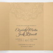 Invitation Trois Volets Contemporain Brown Peach Mandala Mariage (Intérieur au milieu)