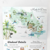 Invitation Trois Volets Costa Rica | Itinéraire de mariage de destination (Intérieur en premier)