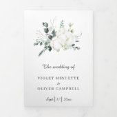 Invitation Trois Volets Coton d'Eucalyptus | Blanc moderne (Page de couverture)