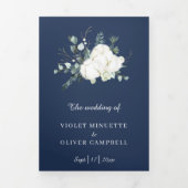 Invitation Trois Volets Coton d'Eucalyptus | Marine Moderne (Page de couverture)