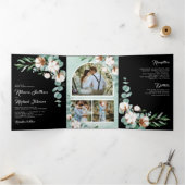 Invitation Trois Volets Cotton Eucalyptus Photo All in One Black Wedding (Intérieur)
