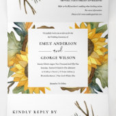 INVITATION TROIS VOLETS COULEUR D'EAU JAUNE DU SOUFFLE INVITE AU MARIAGE F (Intérieur au milieu)