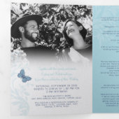Invitation Trois Volets Couleurs mariages de papillons bleus tout-en-un (Intérieur en premier)