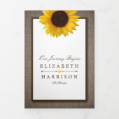 Invitation Trois Volets Country Rustic Sunflower & Burlap Suite Mariage (Page de couverture)