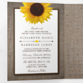 Invitation Trois Volets Country Rustic Sunflower & Burlap Suite Mariage (Intérieur en premier)