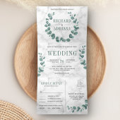 Invitation Trois Volets Courbe simple d'Eucalyptus tout en un Mariage de m