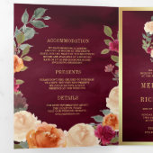 Invitation Trois Volets Couronne de fleurs terreuses Code QR Mariage Borde (Intérieur en premier)