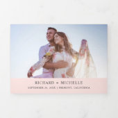 Invitation Trois Volets Couronne de mariage photo de feuilles de palmier r (Page de couverture)