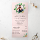 Invitation Trois Volets Couronne de mariage photo de feuilles de palmier r (Intérieur)