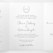 Invitation Trois Volets Couronne de monogramme classique élégante pour mar (Intérieur au milieu)