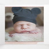 Invitation Trois Volets Couronne de Rose Aquarelle, Bapteme (Intérieur au milieu)