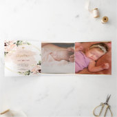 Invitation Trois Volets Couronne de Roses Aquarelle, Bapteme (Intérieur)