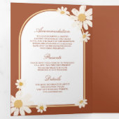 Invitation Trois Volets Crème en terre cuite Jaune Daisy Tout en un Mariag (Intérieur en premier)