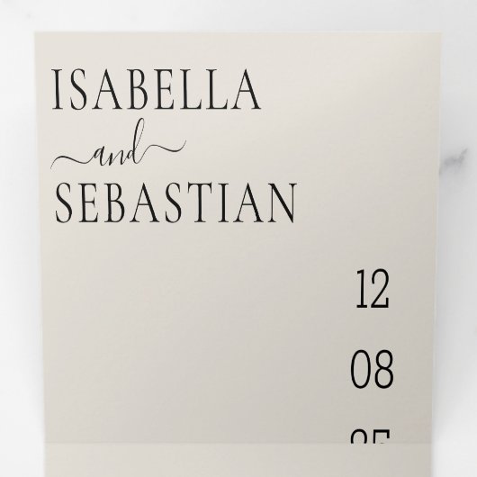 Invitation Trois Volets Crème mariage Tout dans un ensemble (Intérieur en premier)