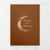 Invitation Trois Volets Crescent Moon Sun Halo Celestial Mariage Photo (Page de couverture)