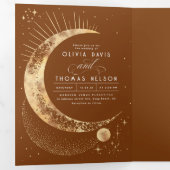 Invitation Trois Volets Crescent Moon Sun Halo Celestial Mariage Photo (Intérieur en premier)