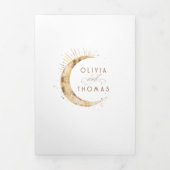 Invitation Trois Volets Crescent Moon Sun Halo Celestial Mariage Photo (Page de couverture)