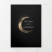 Invitation Trois Volets Crescent Moon Sun Halo Celestial Mariage Photo (Page de couverture)