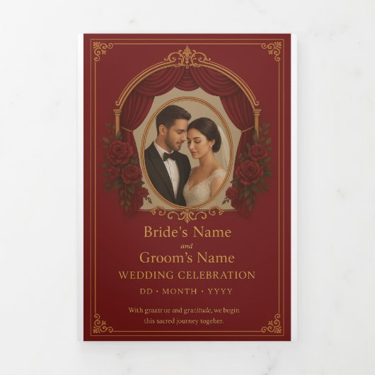 Invitation Trois Volets Custom Trifold Letter Fold Invitation, Size: 5" x  (Page de couverture)