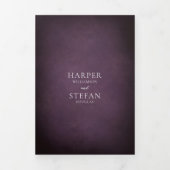 Invitation Trois Volets Dark Purple Fine Art Floral Elegant Wedding (Page de couverture)