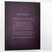 Invitation Trois Volets Dark Purple Fine Art Floral Elegant Wedding (Intérieur en premier)