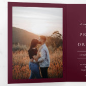 Invitation Trois Volets Deep Burgundy Elegant Classic Wedding (Intérieur en premier)