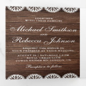 Invitation Trois Volets Dentelle photo Rustic Barn Wood Scallop Mariage (Intérieur en premier)
