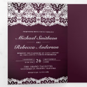 Invitation Trois Volets Dentelle tout en un Mariage (Intérieur en premier)
