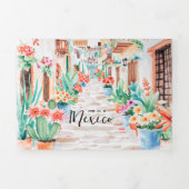 Invitation Trois Volets Destination de Sayulita au Mexique | Mariage illus (Page de couverture)